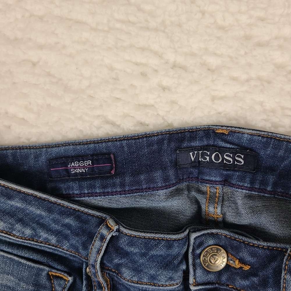 Vigoss Jeans Womens 27x27 Blue Jagger Skinny Fray Distress Dark‎ Wash Denim - Picture 9 of 14